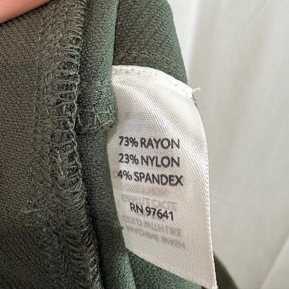 J. JILL M Slim Leg Zip Ankle Pants Pull On Elastic Waist Faux Suede Trim Green - Picture 8 of 10